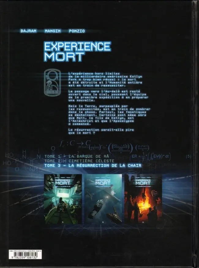 Verso de l'album Expérience mort Tome 3 La résurrection de la chair