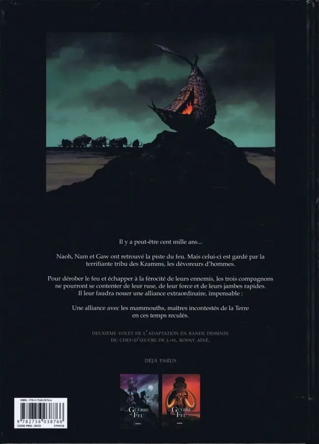 Verso de l'album La Guerre du Feu Tome 2 Sur les rives du grand fleuve