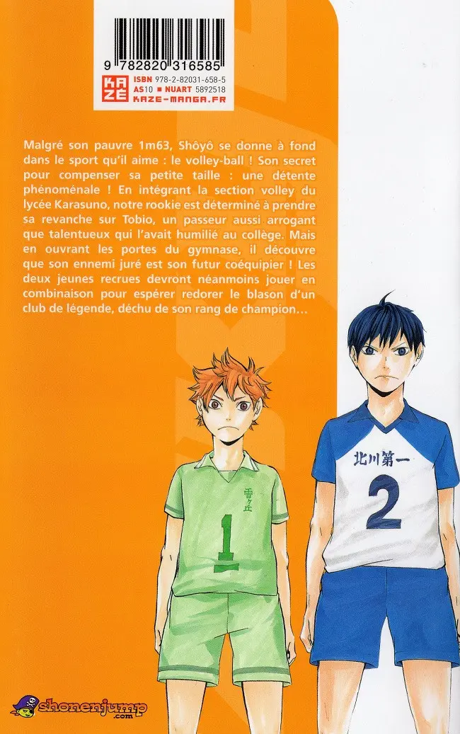 Verso de l'album Haikyu !! Les As du Volley 1