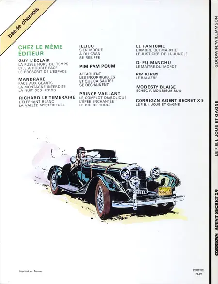 Verso de l'album Corrigan Agent Secret X9 Corrigan Agent Secret X-9 - Le F.B.I. joue et gagne