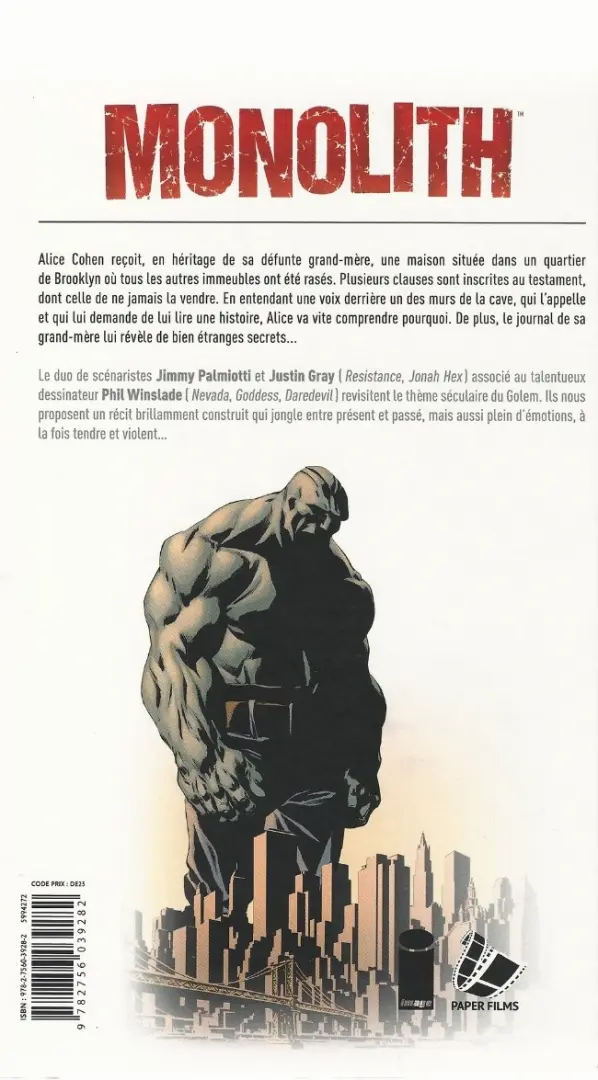 Verso de l'album Monolith Tome 1 La voix dans le mur