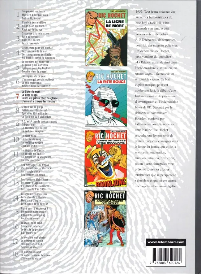 Verso de l'album Ric Hochet Intégrale Tome 7