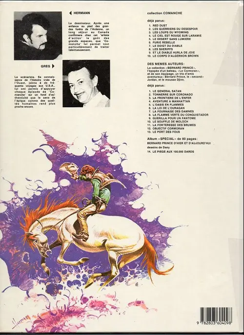 Verso de l'album Comanche Tome 10 Le corps d'Algernon Brown
