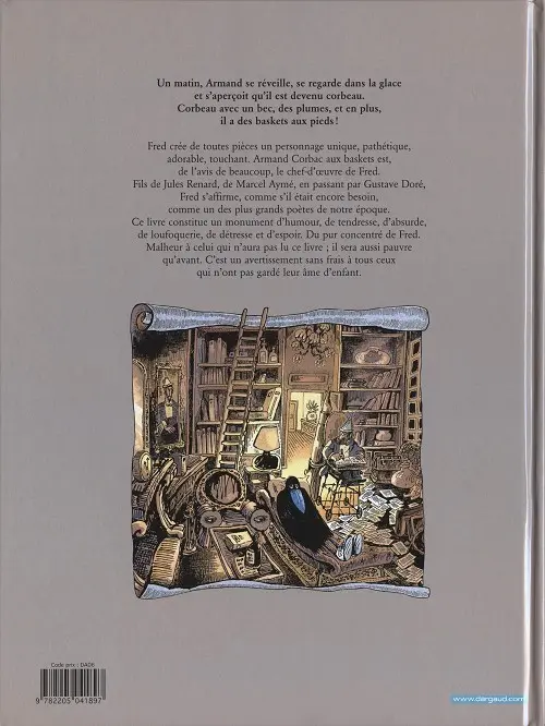 Verso de l'album L'Histoire du corbac aux baskets