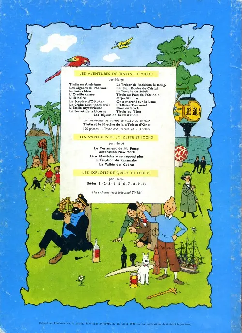 Verso de l'album Les Aventures de Jo, Zette et Jocko Tome 2 Destination New-York