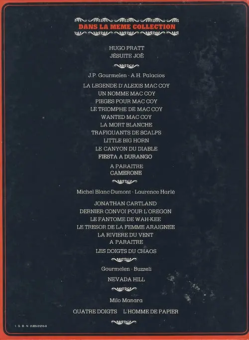 Verso de l'album Jonathan Cartland Tome 4 Le trésor de la femme araignée