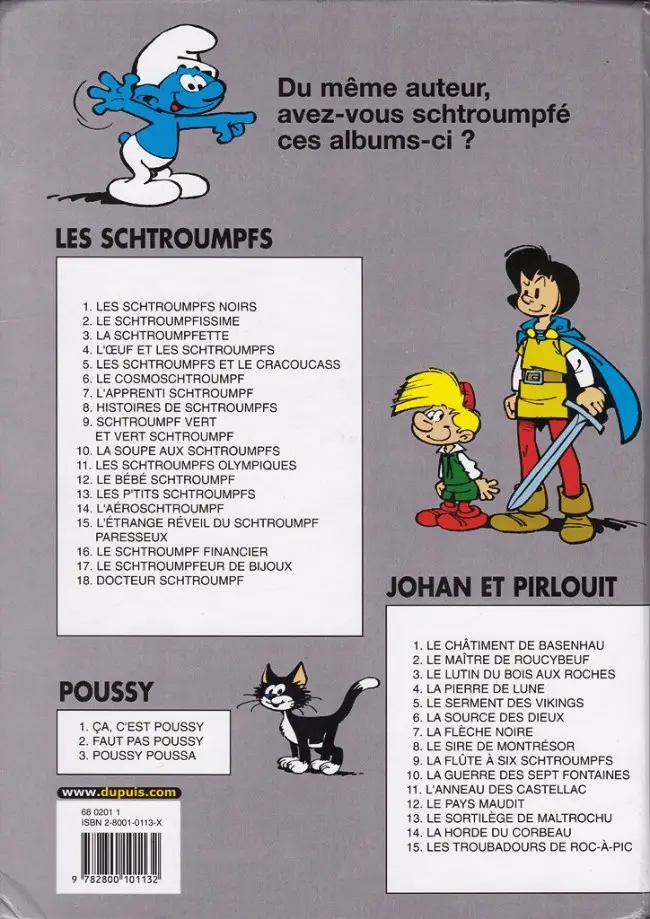 Verso de l'album Les Schtroumpfs Tome 6 Le cosmoschtroumpf