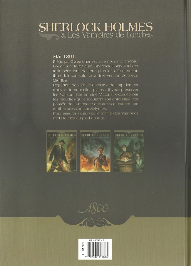 Verso de l'album Sherlock Holmes & Les Vampires de Londres Tome 2 Morts et Vifs