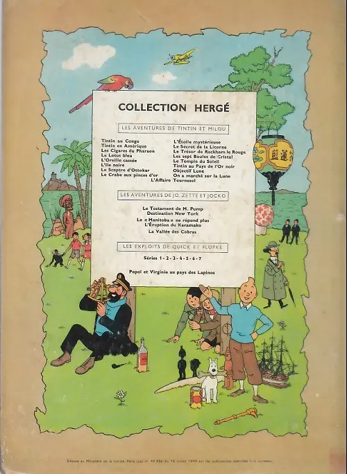 Verso de l'album Tintin Tome 2 Tintin au congo