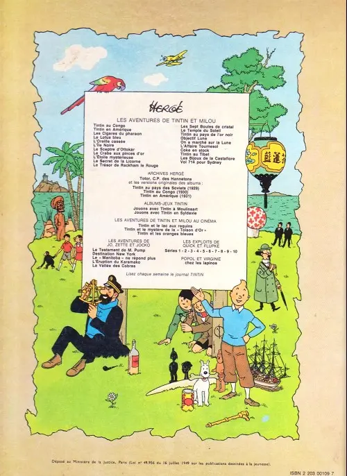 Verso de l'album Tintin Tome 10 L'étoile mystérieuse