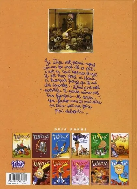 Verso de l'album Titeuf Tome 1 Dieu, le sexe et les bretelles