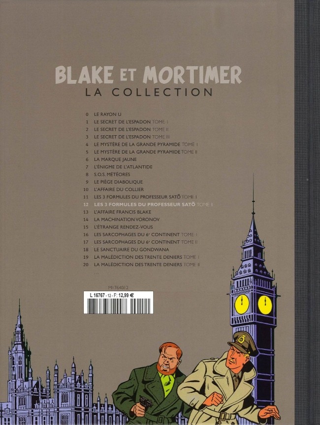 Verso de l'album Blake et Mortimer La Collection Tome 12 Les 3 formules du professeur Satô - Tome II - Mortimer contre Mortimer