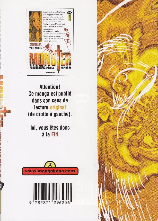Verso de l'album Monster Chapitre 14 Cette nuit-là