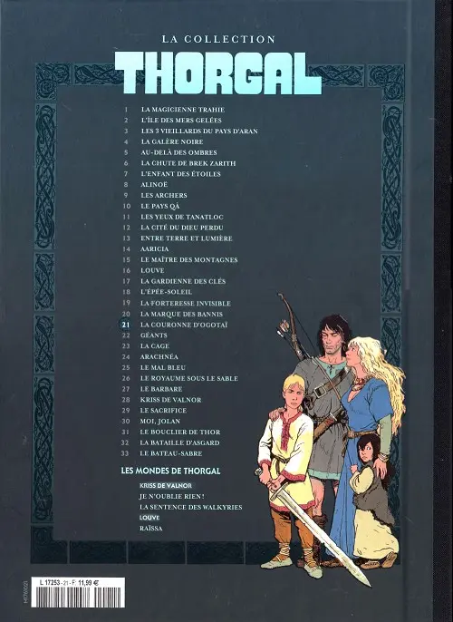 Verso de l'album Thorgal La collection Tome 21 La couronne d'ogotaï