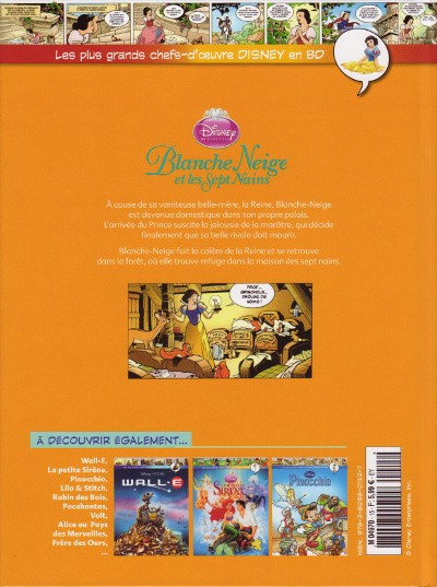 Verso de l'album Les plus grands chefs-d'œuvre Disney en BD Tome 15 Blanche Neige et les sept nains