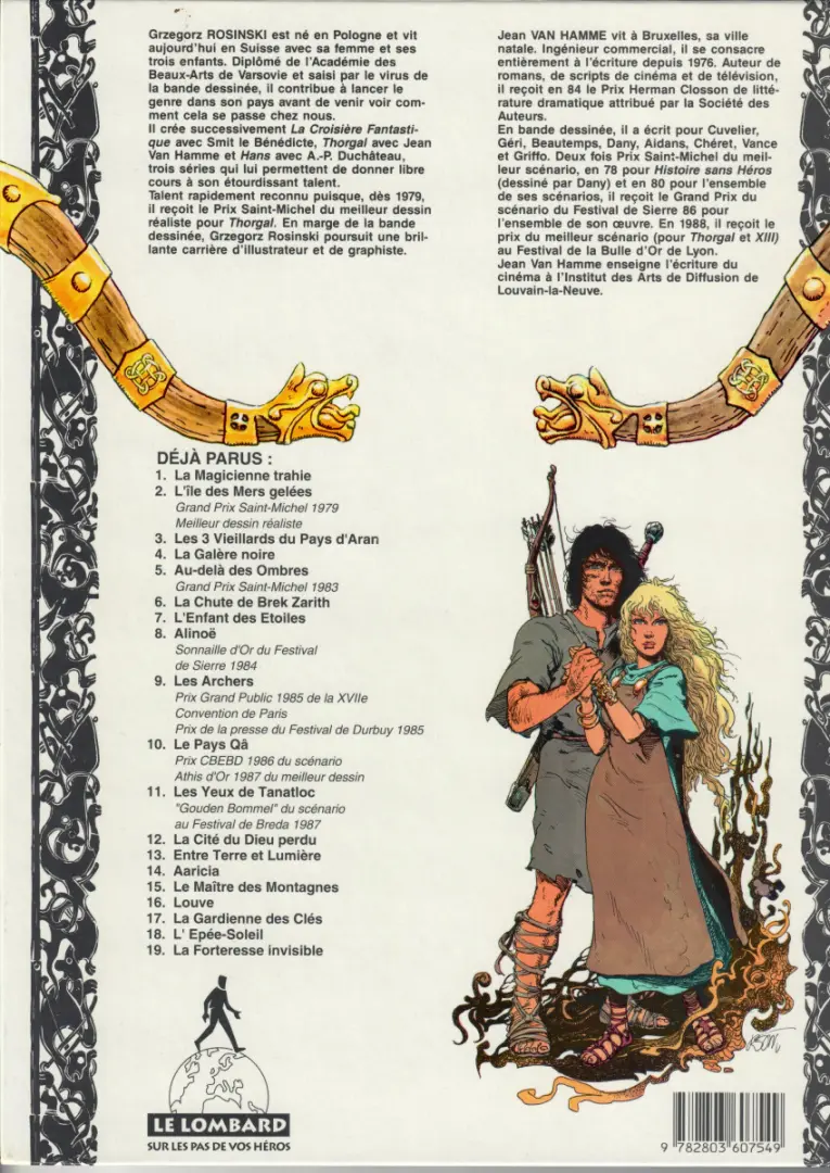 Verso de l'album Thorgal Tome 15 Le maître des montagnes