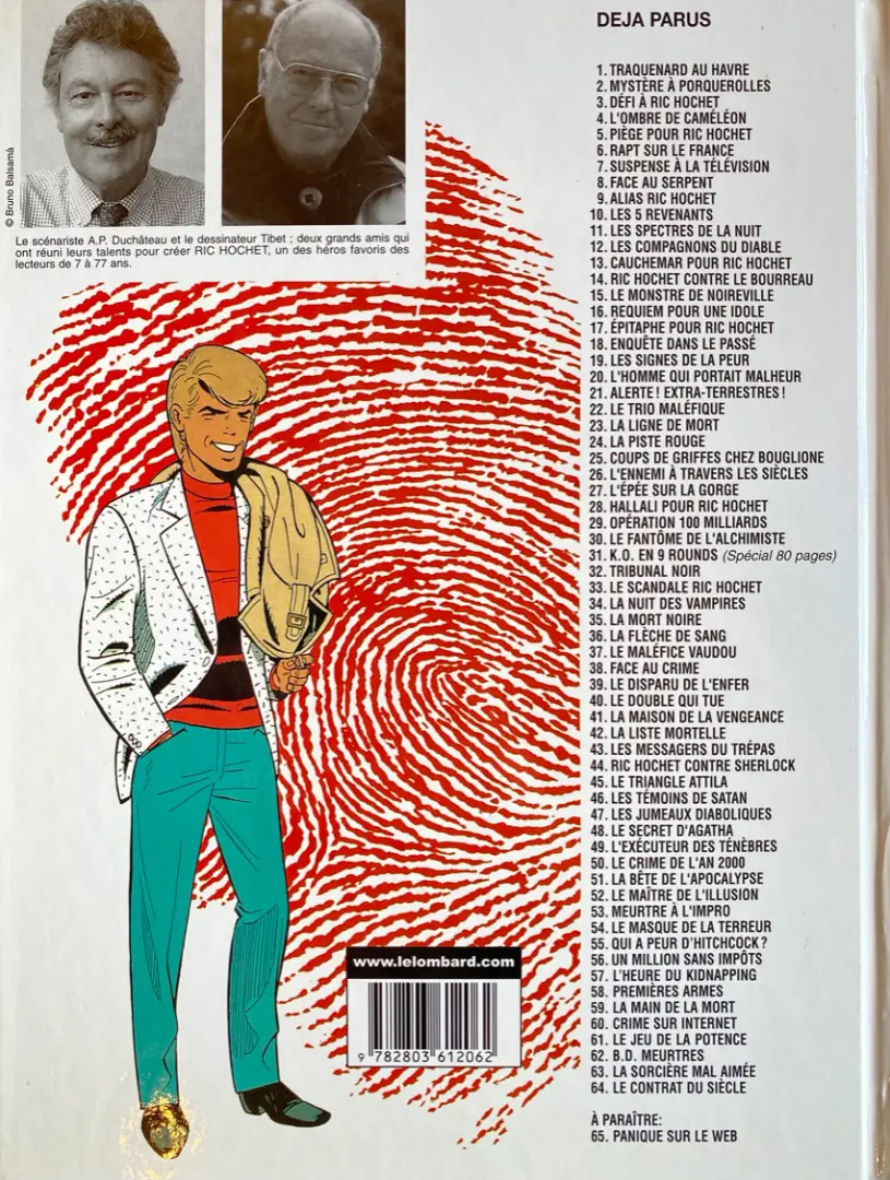 Verso de l'album Ric Hochet Tome 56 Un million sans impôts