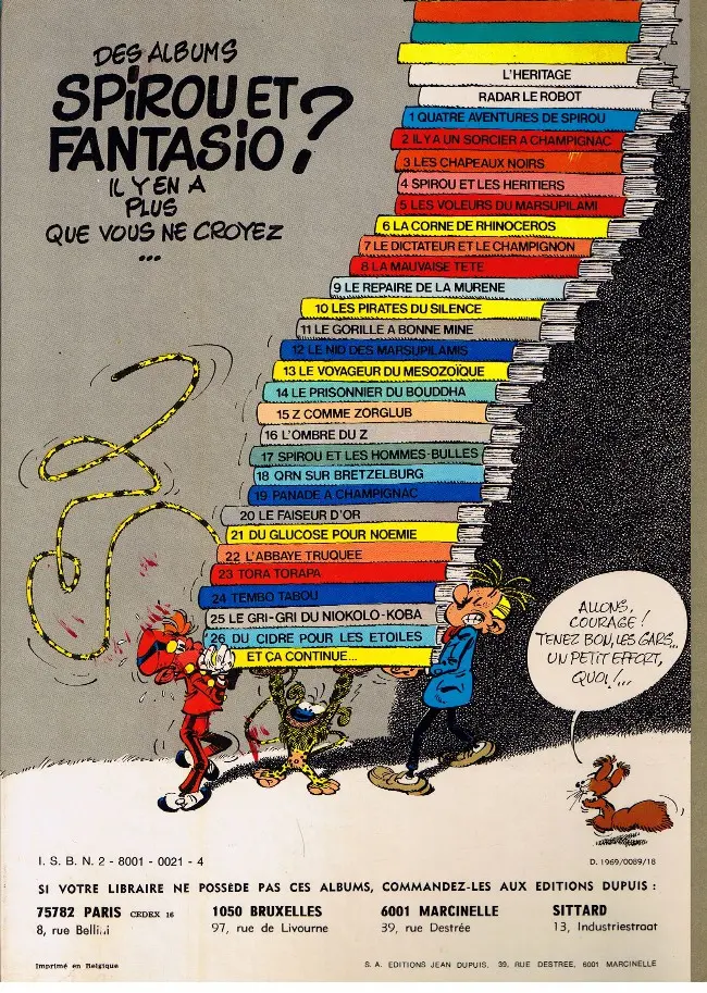 Verso de l'album Spirou et Fantasio Tome 19 Panade à Champignac