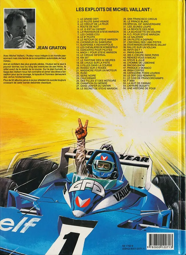Verso de l'album Michel Vaillant Tome 36 Un pilote a disparu