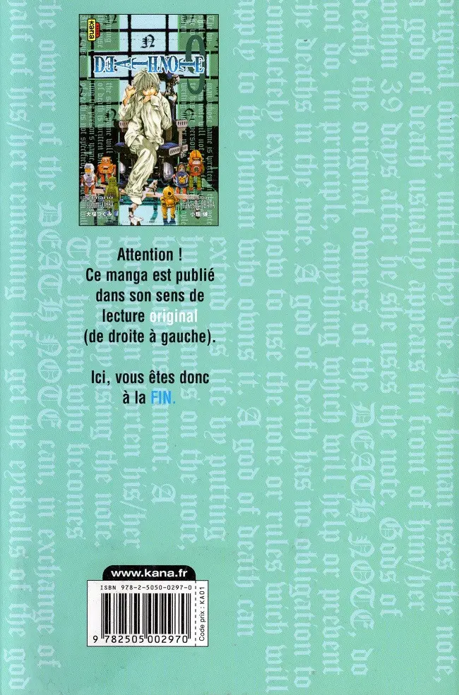 Verso de l'album Death note 9