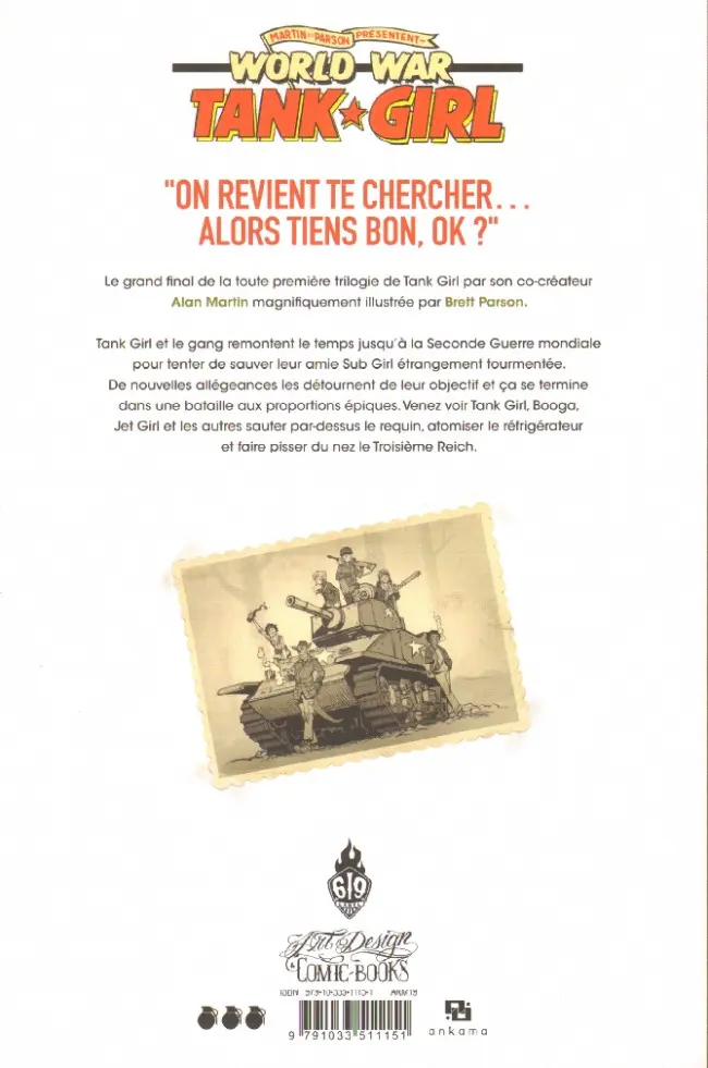 Verso de l'album Tank Girl Tome 11 World War Tank Girl