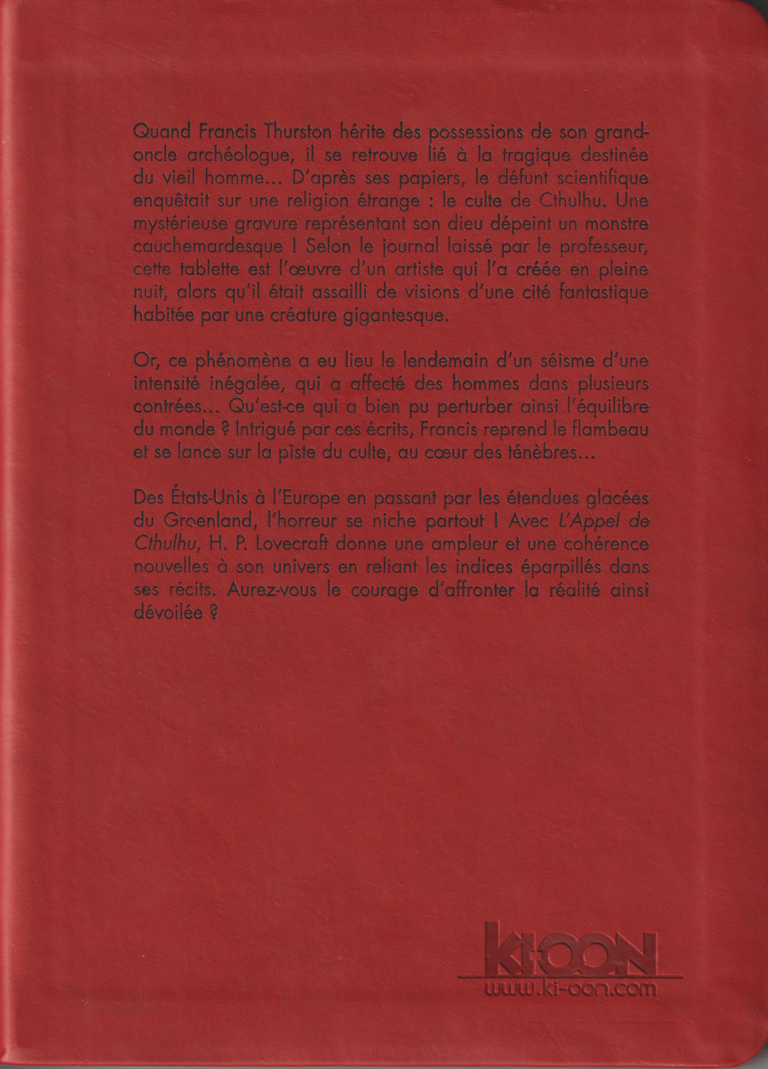 Verso de l'album Les Chefs-d'œuvre de Lovecraft Tome 5 L'appel de Cthulhu