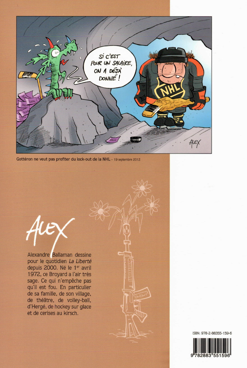 Verso de l'album Alex - Dessins de presse La faim du monde - Dessins de presse 2011-2012