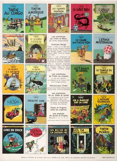 Verso de l'album Tintin Tome 14 Le temple du soleil