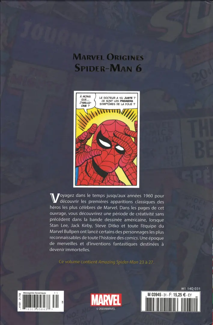 Verso de l'album Marvel Origines N° 31 Spider-Man 6 (1965)