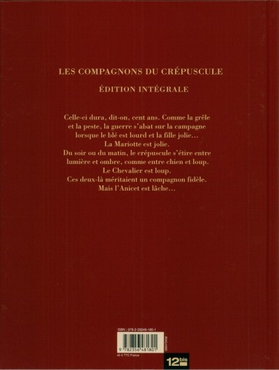 Verso de l'album Les Compagnons du crépuscule Édition intégrale