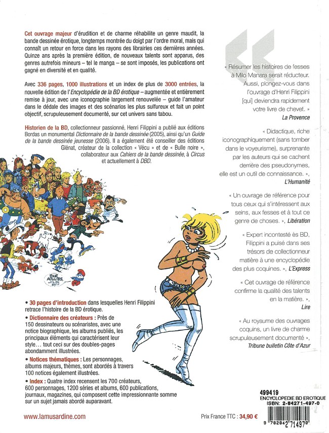 Verso de l'album Encyclopédie de la bande dessinée érotique