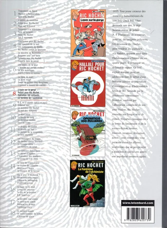 Verso de l'album Ric Hochet Intégrale Tome 8