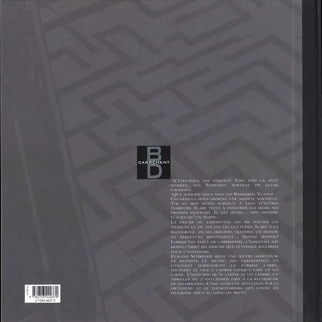 Verso de l'album Le Vol d'Icare