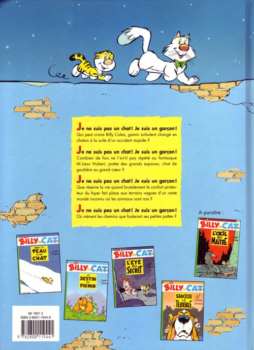 Verso de l'album Billy the Cat Tome 3 L'été du secret