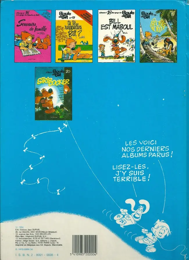 Verso de l'album Boule & Bill Tome 6 60 gags de Boule et Bill