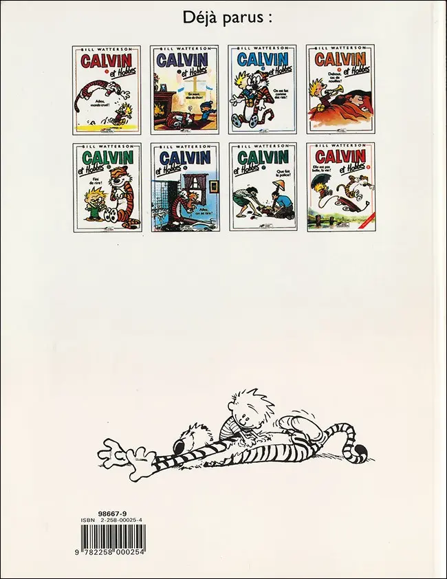 Verso de l'album Calvin et Hobbes Tome 9 On n'arrête pas le progrès !