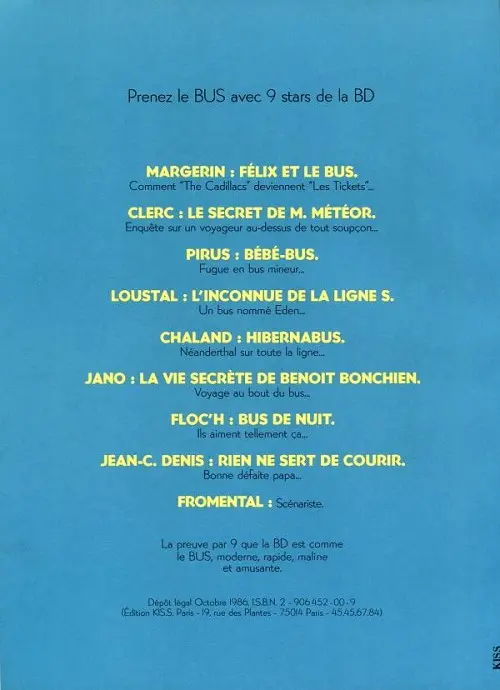 Verso de l'album Félix et le bus TCA