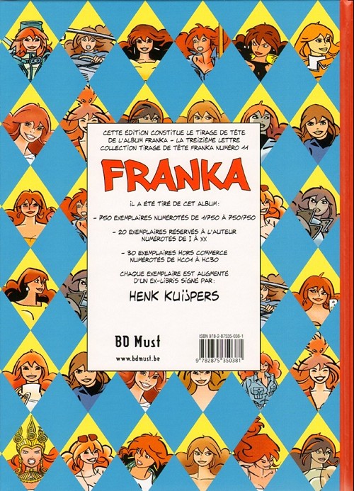 Verso de l'album Franka BD Must Tome 13 La Treizième Lettre