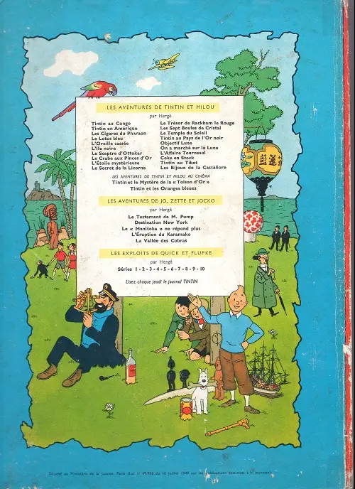 Verso de l'album Les Aventures de Jo, Zette et Jocko Tome 2 Destination New-York