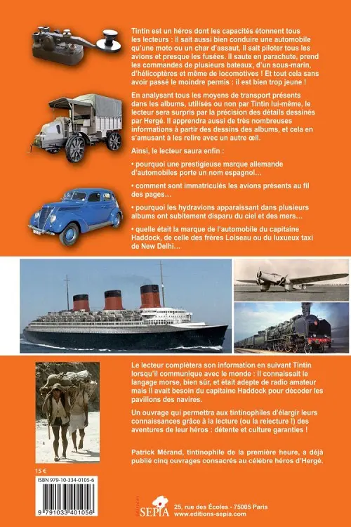 Verso de l'album ... dans l'œuvre d'Hergé Les Moyens de Transport et de Communication