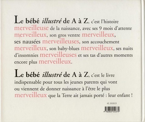 Verso de l'album de A à Z Le Bébé illustré de A à Z