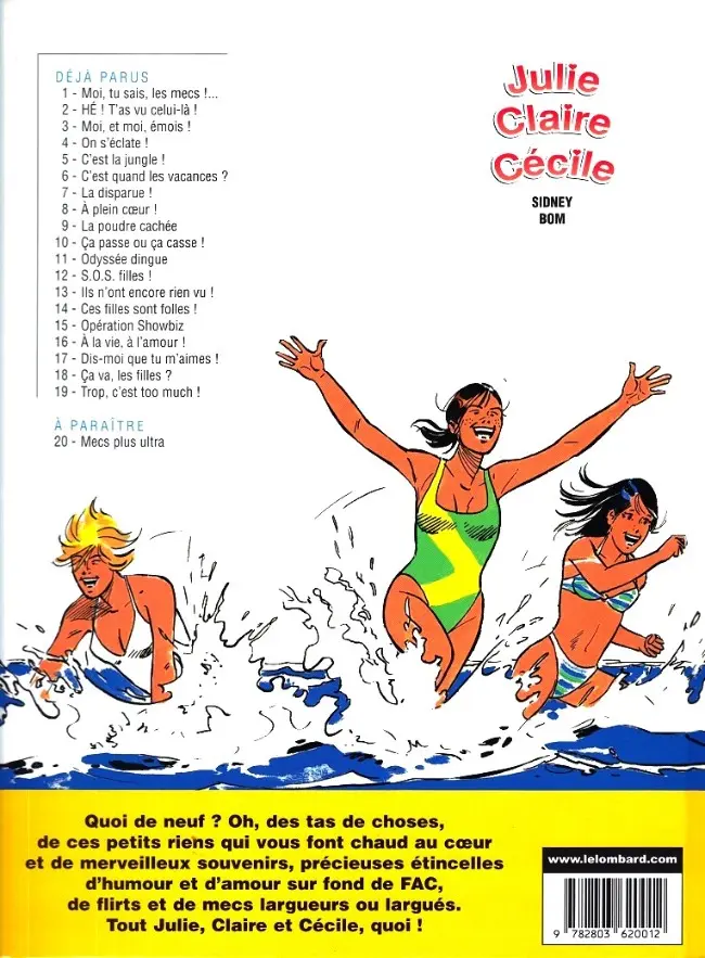 Verso de l'album Julie, Claire, Cécile Tome 19 Trop, c'est too much !