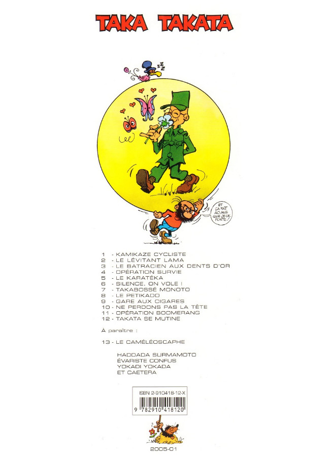 Verso de l'album Taka Takata Tome 13 Opération boomerang