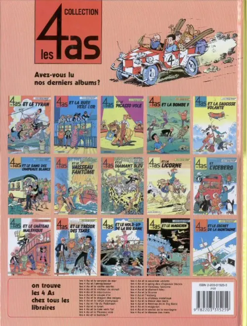 Verso de l'album Les 4 as Tome 25 Les 4 as et la déesse des mers