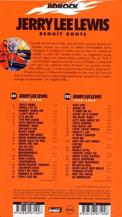 Verso de l'album BD Rock Jerry Lee Lewis