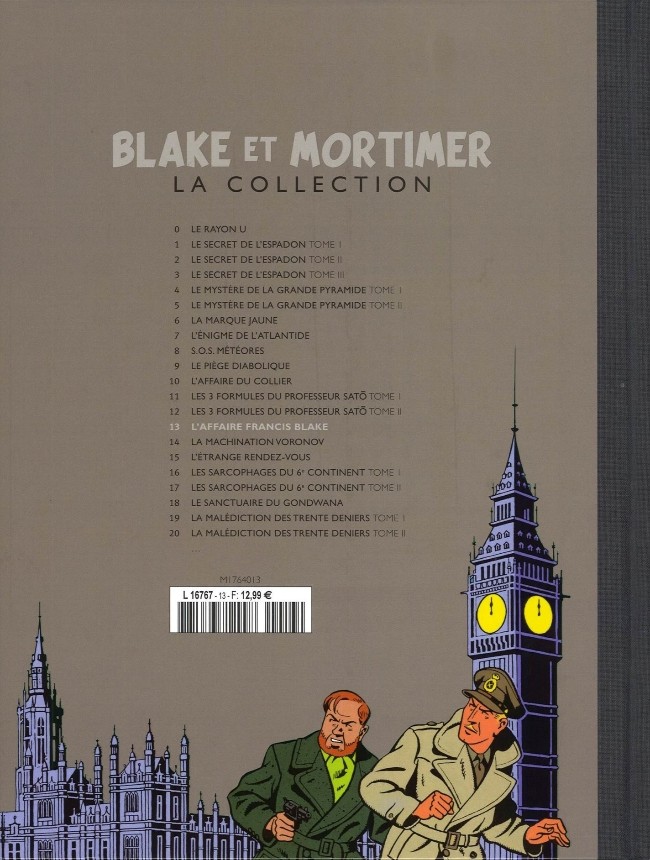 Verso de l'album Blake et Mortimer La Collection Tome 13 L'affaire Francis Blake