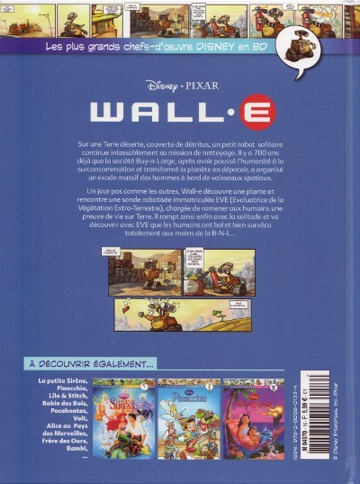 Verso de l'album Les plus grands chefs-d'œuvre Disney en BD Tome 16 Wall-E