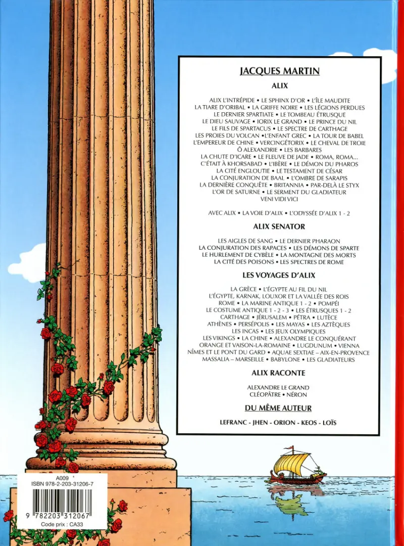 Verso de l'album Alix Tome 3 L'île maudite