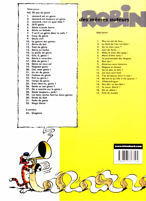 Verso de l'album Léonard Tome 12 trait de génie