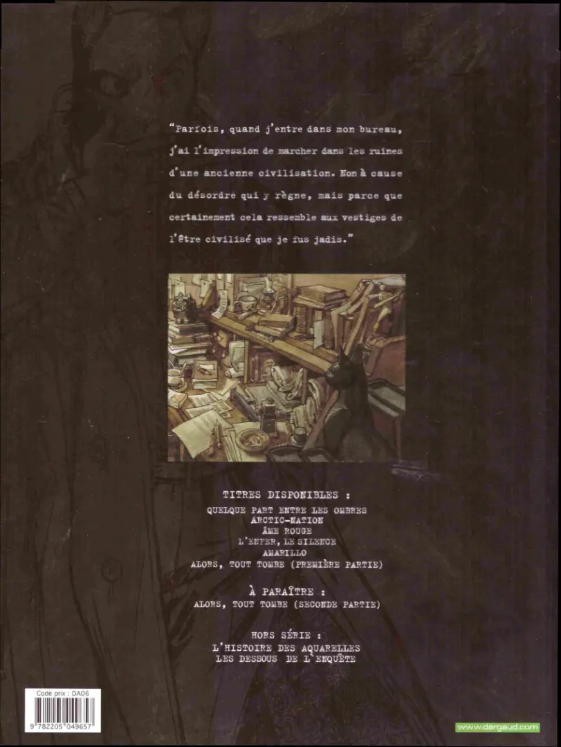 Verso de l'album Blacksad Tome 1 Quelque part entre les ombres